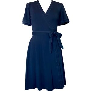 Black Flutter Sleeve Knit Wrap Dress - Ann Taylor